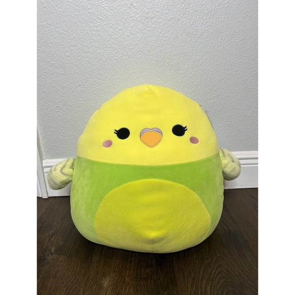 16” Nellie Parakeet Green Yellow Bird 2023 Squishmallow Plush Toy Summer Parrot - Picture 1 of 7